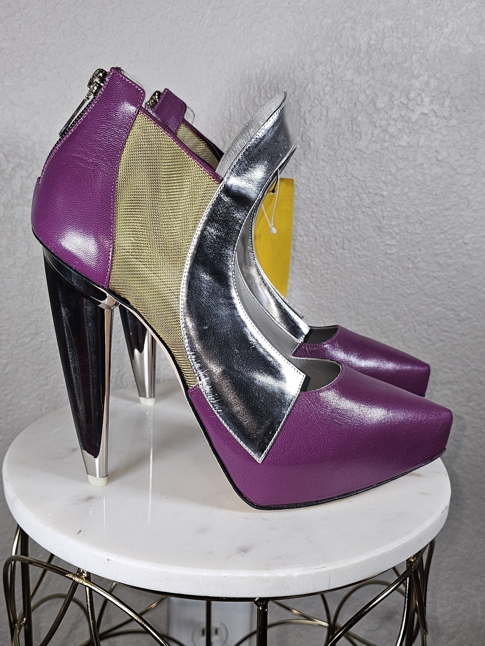 Women’s Futuristic Purple and Silver High Heel Pumps